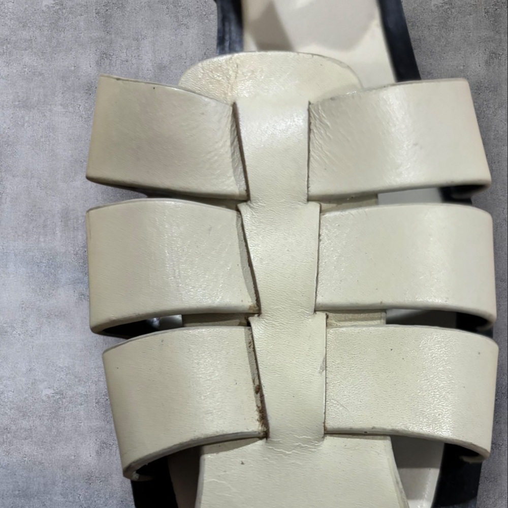 Zara Cream Leather Cage Flat Fisherman Sandals Women’s Size 40 Women’s Size 9 - Picture 6 of 9
